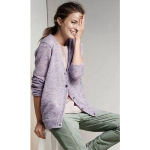 J. Crew Sweaters - J Crew Soufflé Kid Mohair Slouchy Cardigan M Lavender Cozy Button Up Lightweight